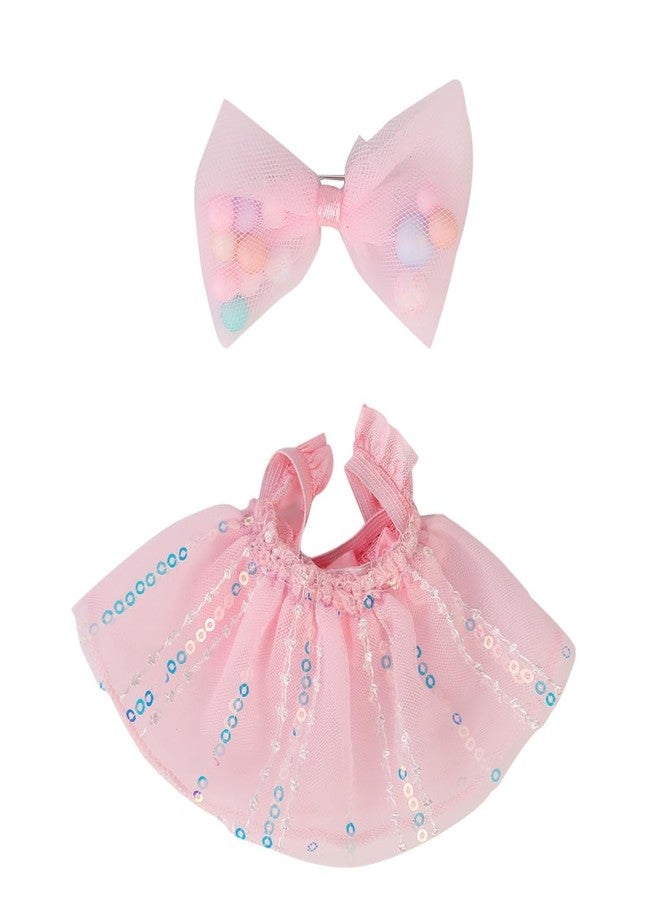 LEWOTE Clothes Set for 17cm Doll, Hat Suit Ornaments Accessories Set for Any 17cm/6.7inch Doll[with Doll Clothes Storage Bag] (Light Pink Skirt) - Image 1